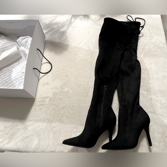 NWT Aldo black above knee high boots with heel still in the box - Picture 7 of 9